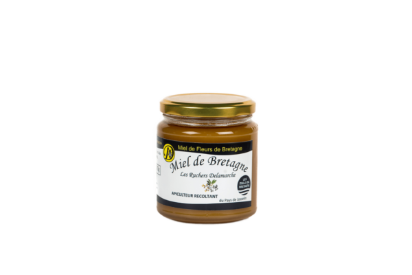 Pot en verre 370g miel de fleurs de Bretagne - Ruchers Delamarche